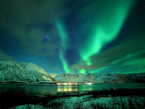 Norvegian Fjords By Night Norwegian Fjord With Aurora Bore Flickr