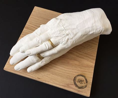 Couples Hand Cast Perfectly Displayed On A Solid Oak Base