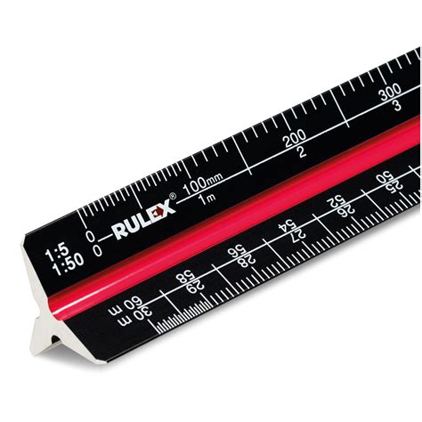 Metal Triangular 300mm Scale Ruler Black Metal Architects Scales
