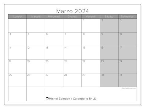 Calendario Marzo 2024 54ld Michel Zbinden Ch