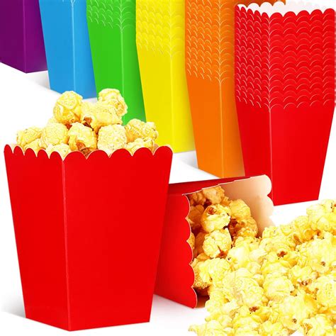 Sherr 60 Pcs Assorted Color Popcorn Boxes Mini Paper