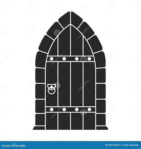 Medieval Door Vector Black Icon Vector Illustration Castle Doors On