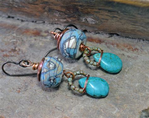 Turquoise And Lampwork Earrings Dreamsomedesigns Blogspot Flickr