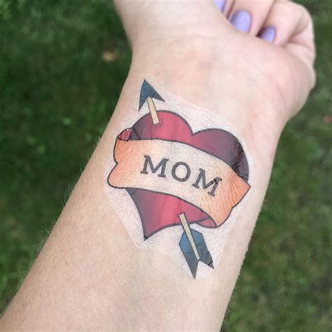 Buy Mom Tattoo With Arrow Red Heart Mom Tattoo I Love Mom Tattoo Mom