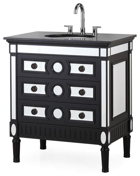 Tested to cope with high humidity areas, our bathroom mirrors aren't just practical for seeing where you're really putting your lip gloss or shaving cream. 32" Ambrosia Black Mirrored Bathroom Vanity - Traditional ...