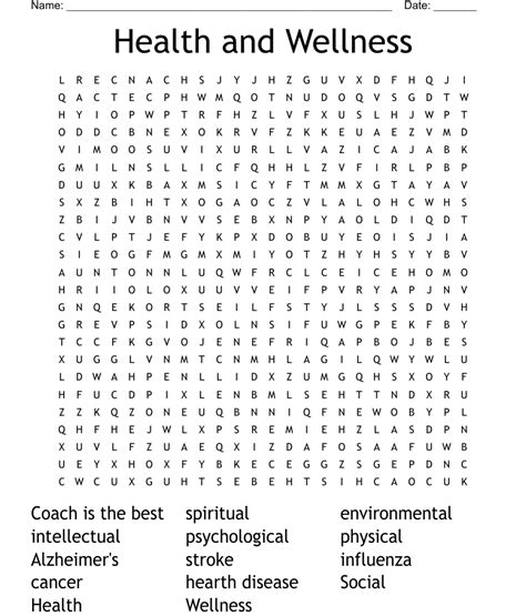 Health And Wellness Word Search Wordmint