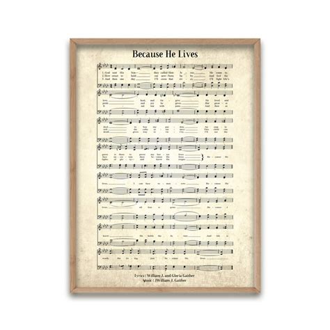 Because He Lives Vintage Hymn Wall Art Print Biblical Sheet Etsy