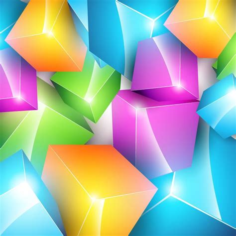Colorful Crystallized 3d Cubes Background Vector Download