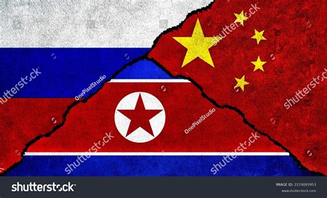 Russia China North Korea Flag Together Stock Illustration 2219093953