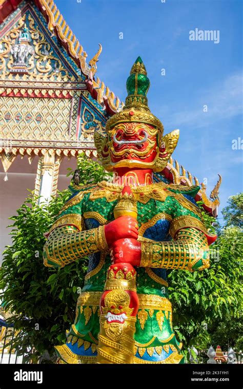 The Yaksha Statue In Front Of Wat Pho Bang Khla In Chachoengsao