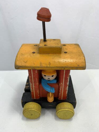 Vintage Fisher Price Huffy Puffy Caboose Train Pull Wooden Toy Ebay