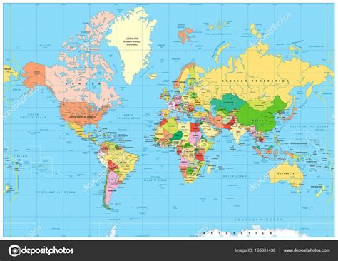 Mapa Do Mundo Político Altamente Detalhado Com Rotulagem Imagem