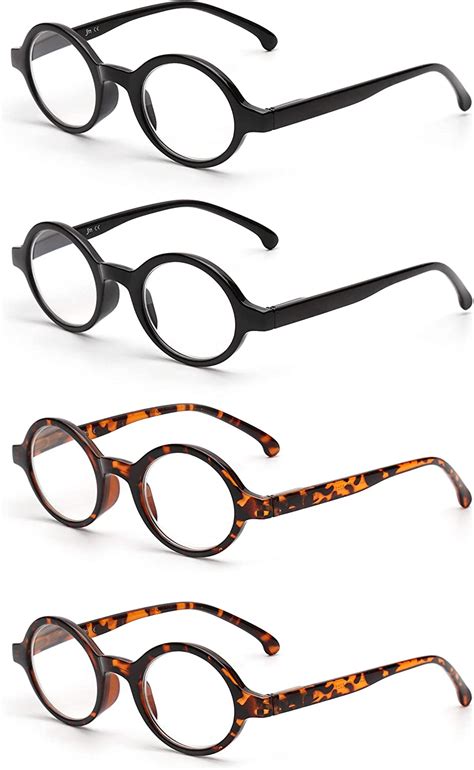 Jm Set Of 4 Retro Round Reading Glasses Spring Hinge Readers Men Women Glasses For