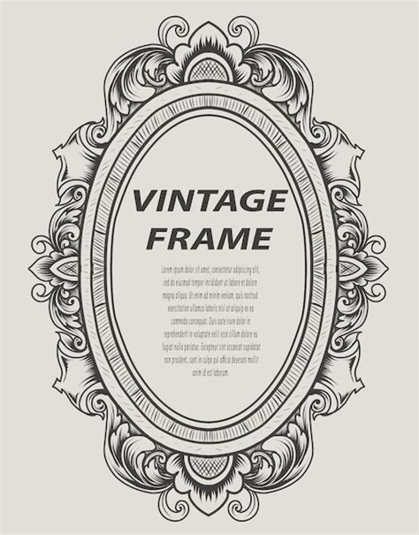 Premium Vector Vintage Border Frame Engraving Ornament Monochrome Style