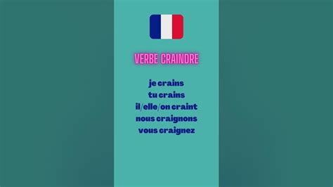 Indicatif Présent Conjugaison Verbe Craindre 🇫🇷 Youtube