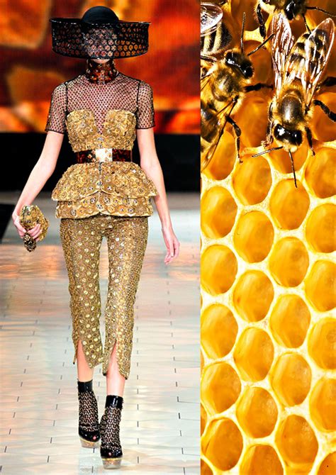 Alexander Mcqueen Spring Rtw Honeycombs And Honey Bees Bee Dress