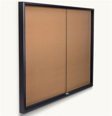 Galleon 6 X 4 Foot Enclosed Bulletin Board With Sliding Glass Doors Black Aluminum Frame 72