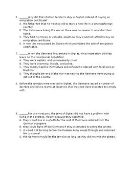 Which of the following quotes best supports the answer to part a? Elie Wiesel's Night Exam with Answer Key by Johnny S ...