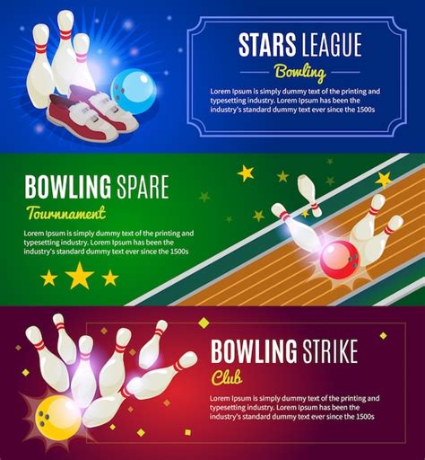 Free Vector Isometric Colorful Bowling Horizontal Banners