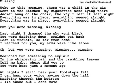 Bruce Springsteen Song Missing Lyrics