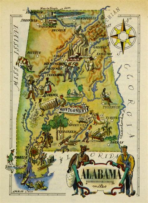 Alabama Pictorial Map 1946