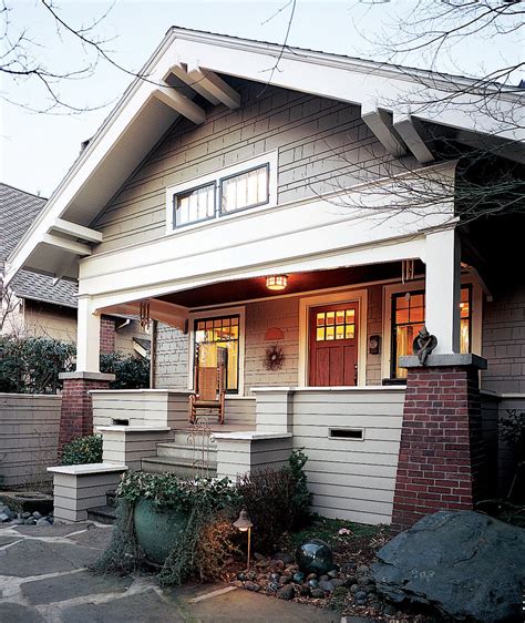 Hallmarks Of The Bungalow Style Include Tapered Brick Piers A Deep
