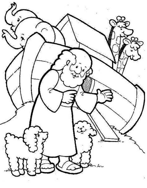 Worksheet will open in a new window. Two Cute Sheeps and Noah In Front of Noahs Ark Coloring ...