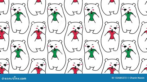 Bear Seamless Pattern Vector Polar Bear Christmas Apple Cartoon Scarf