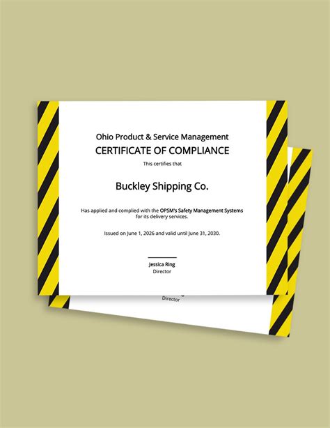 Health And Safety Certificate Template In Word Free Download