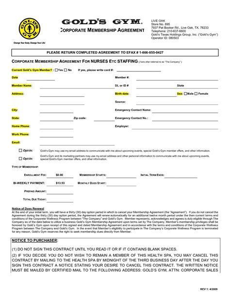 Health Club Membership Contract Template | Qualads