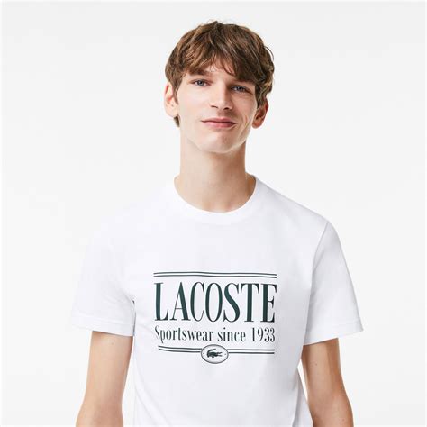 Lacoste Erkek Regular Fit Bisiklet Yaka Bask L Beyaz T Shirt Th