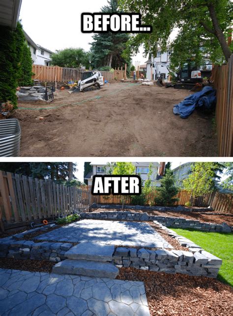Backyard Landscaping Before And After Photo Edmonton Landscaping