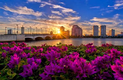 Sunset Over Palm Beach Florida Papel De Parede Hd Plano De Fundo