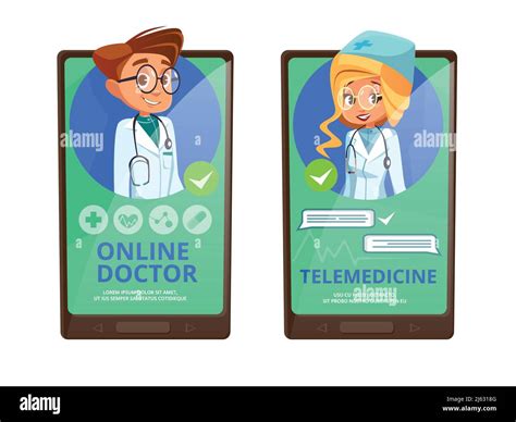 Online Doctor Telemedicine Vector Cartoon Illustration Remote Medical