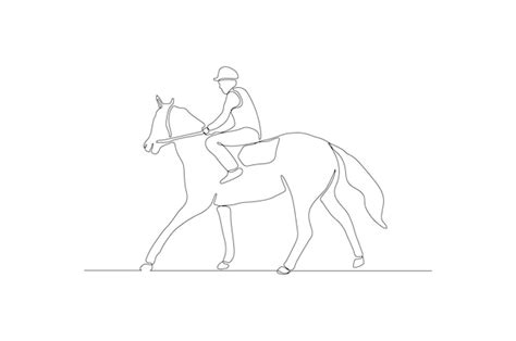 Premium Vector Continuous Line Drawing Of A Man Are Riding Horses