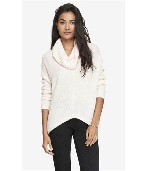 Lyst Express Oversized Cowl Neck Sweater In White