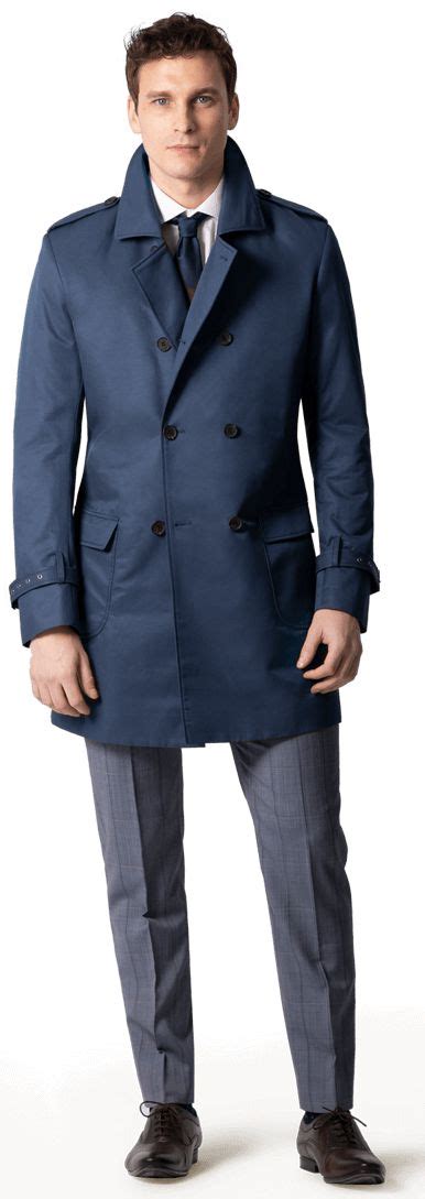 Navy Trench Coat Men Perfect Fitting Blue Trenchs Hockerty