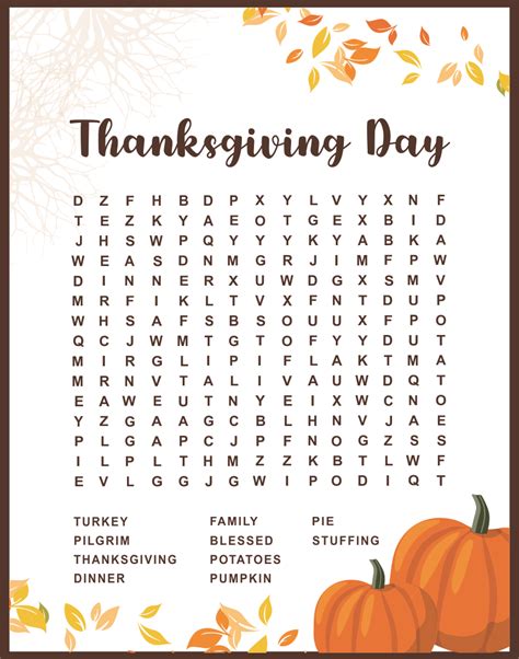 10 Best Thanksgiving Printable Word Searches 2nd Grade