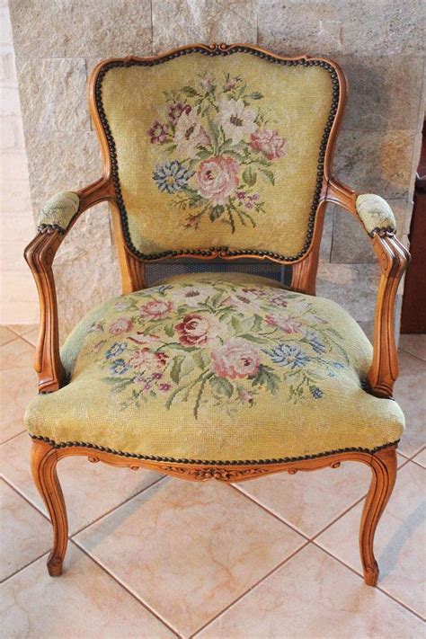 Vintage Chair With Floral Embroidery Vintage Chairs Chair Floral