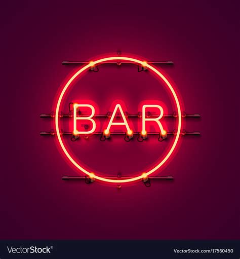 Neon Bar Signboard City Color Red Royalty Free Vector Image
