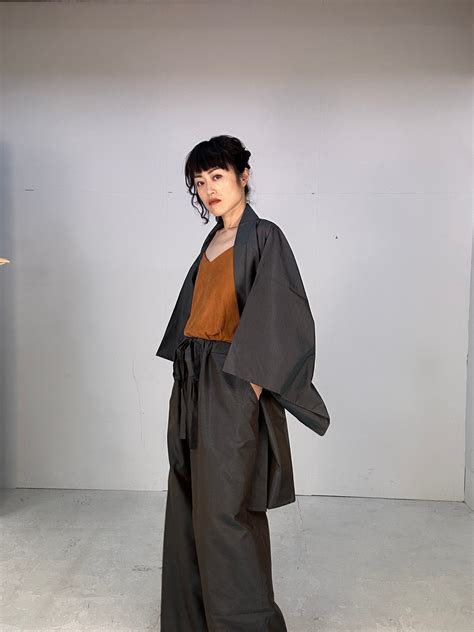 Oshima Tsumugi Haori And Kimono Elastic Waist Pantslarge Size Upcycl