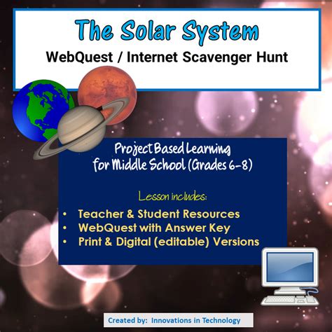 Planets And The Solar System Webquest Internet Scavenger Hunt