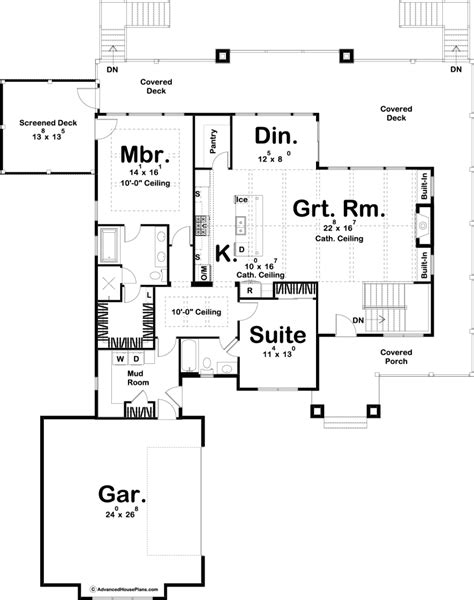 1 Story Craftsman Style House Plan Pelican Bay Lake House Plans