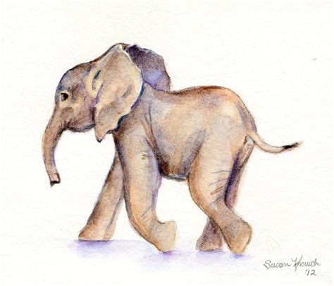 Baby Elephant Watercolor Original