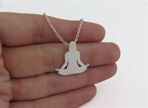 Yoga Pendant Necklace Lotus Position Sterling Silver Etsy