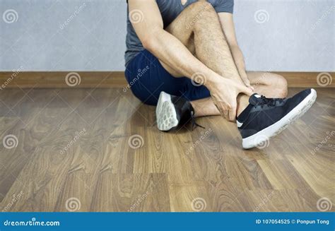 Man Ankle Pain From Running Jogging Walking Stock Image Image Of
