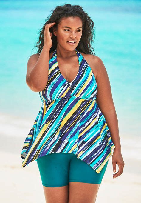 Flared Tankini Top With Bust Support Plus Size Tankini Tops Roamans