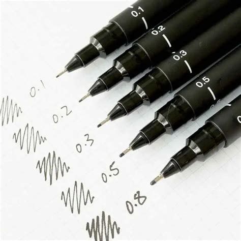 Ultra Fine Line Black Ink Drawing Pen 005 01 02 03 04 05 08 Brush