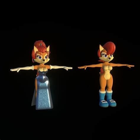 3d Model Sally Acorn With Dress Vr Ar Low Poly Cgtrader