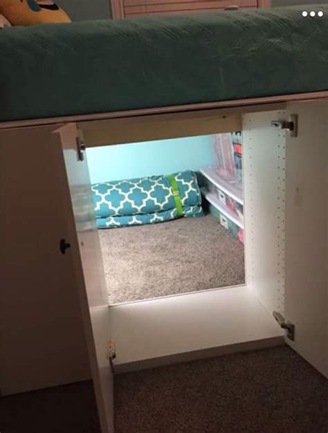Ikea Cabinets Made Into Secret Space For Kids Under Bed Diy Loft Bed